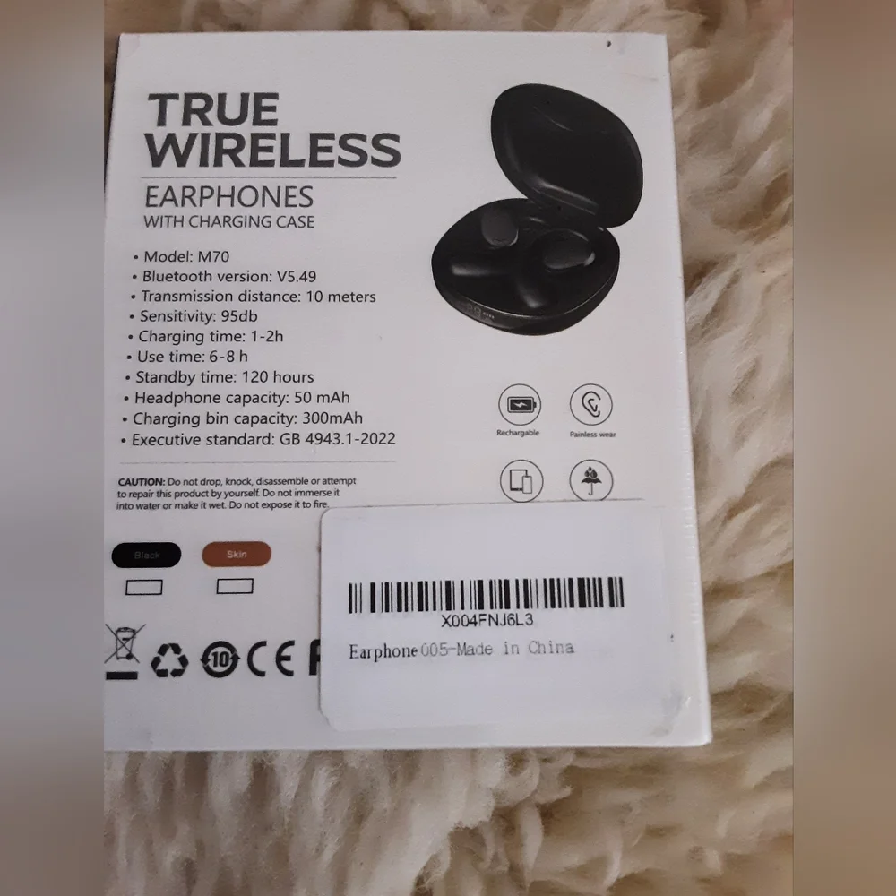 True Wireless Earphones With Charging Case M70 HD Stereo Sound Black Bluetooth